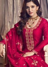 Straightforward Silk Georgette Gown in Rani Pink